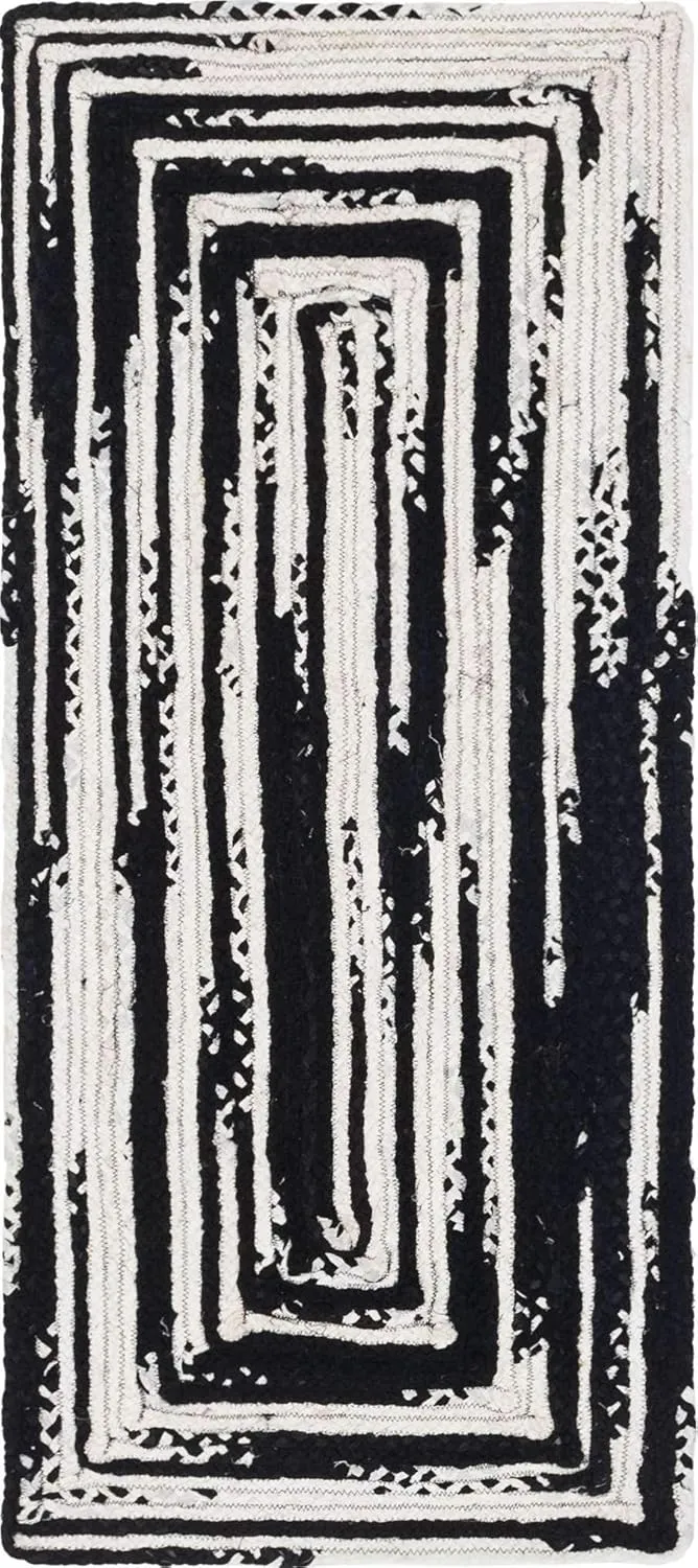 Unique Loom Braided Chindi Collection Casual Modern Black Runner Rug (2' 6 x 6' 0)