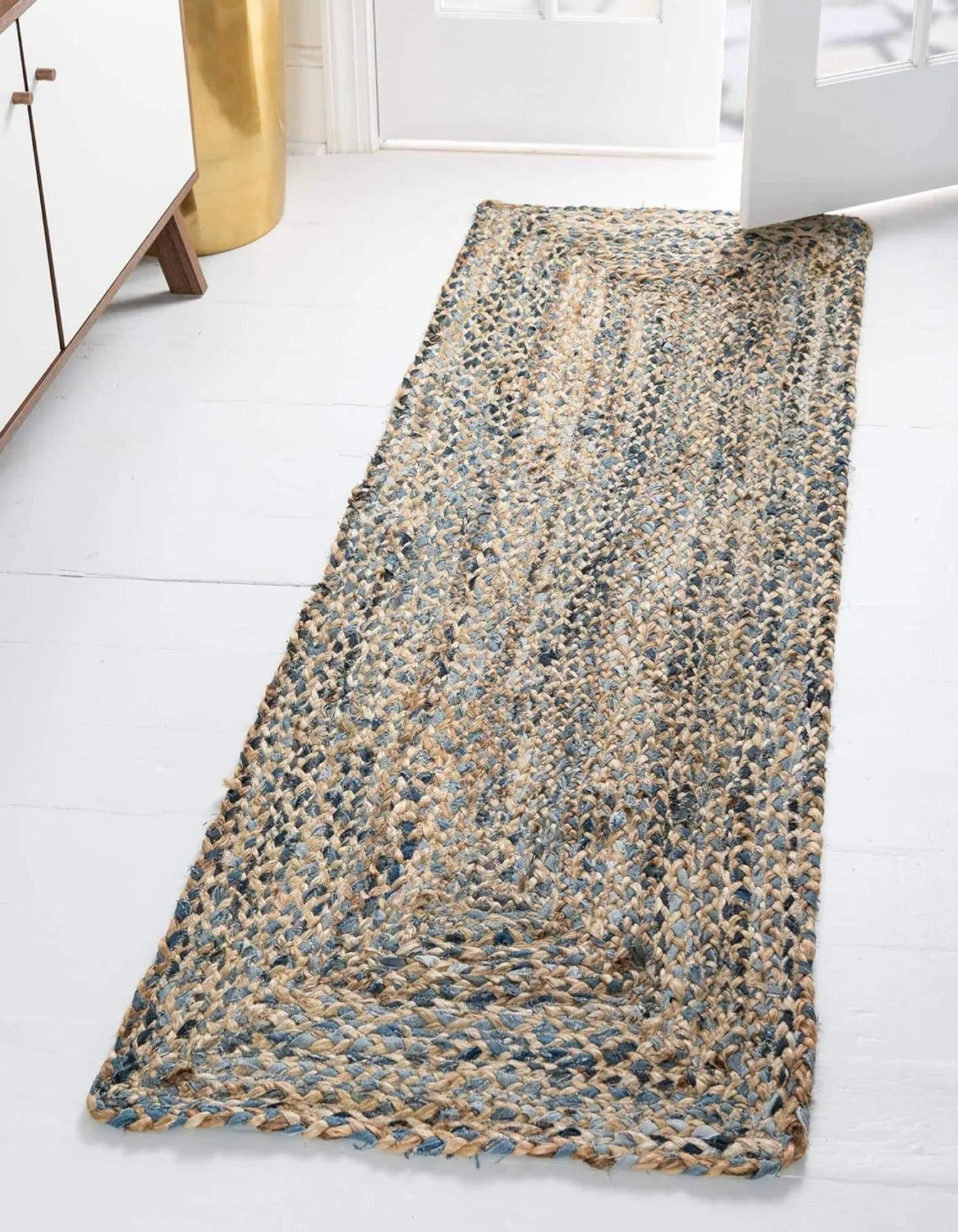 Unique Loom Braided Chindi Collection Casual Modern Blue Runner Rug (2' 2 x 6' 0)