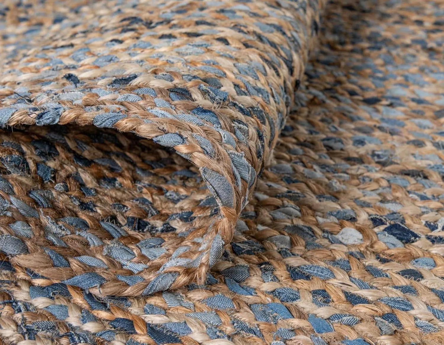 Unique Loom Braided Chindi Collection Casual Modern Blue Runner Rug (2' 2 x 6' 0)