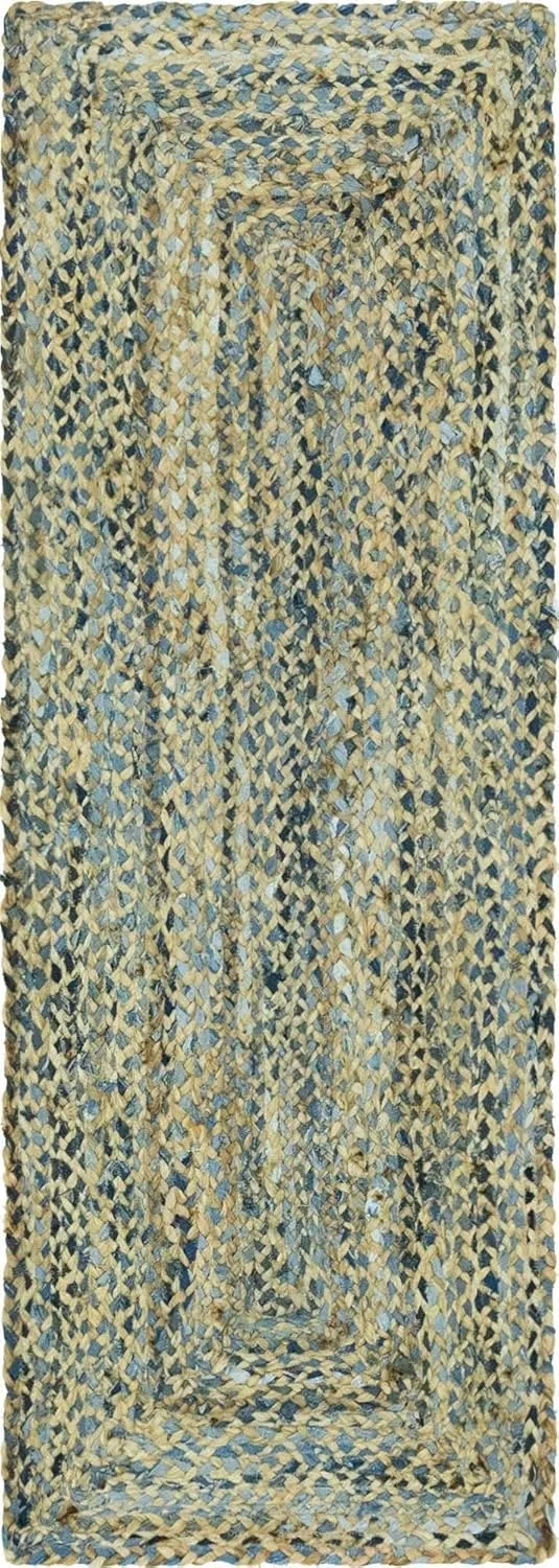 Unique Loom Braided Chindi Collection Casual Modern Blue Runner Rug (2' 2 x 6' 0)