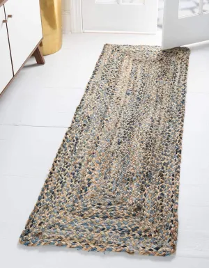Unique Loom Braided Chindi Collection Casual Modern Blue Runner Rug (2' 2 x 6' 0)