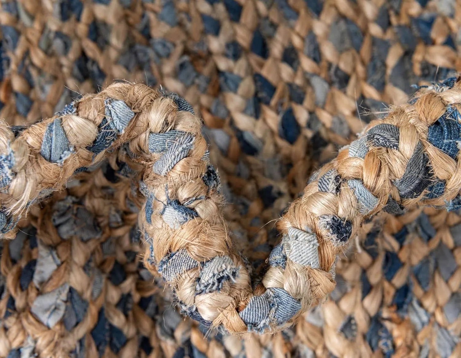Unique Loom Braided Chindi Collection Casual Modern Blue Runner Rug (2' 2 x 6' 0)