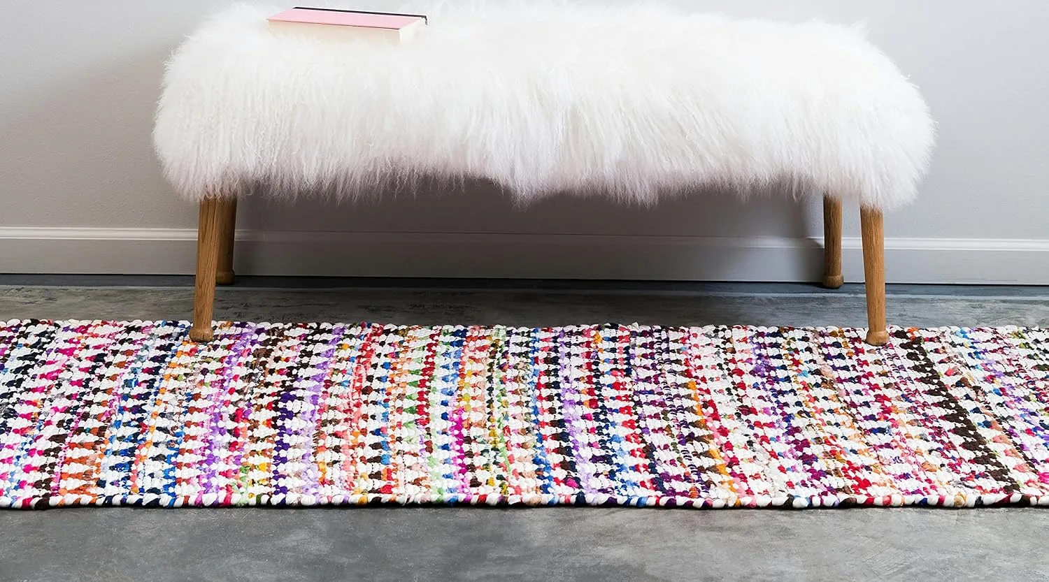 Unique Loom Braided Chindi Collection Casual Modern Multi Runner Rug (2' 6 x 6' 0)
