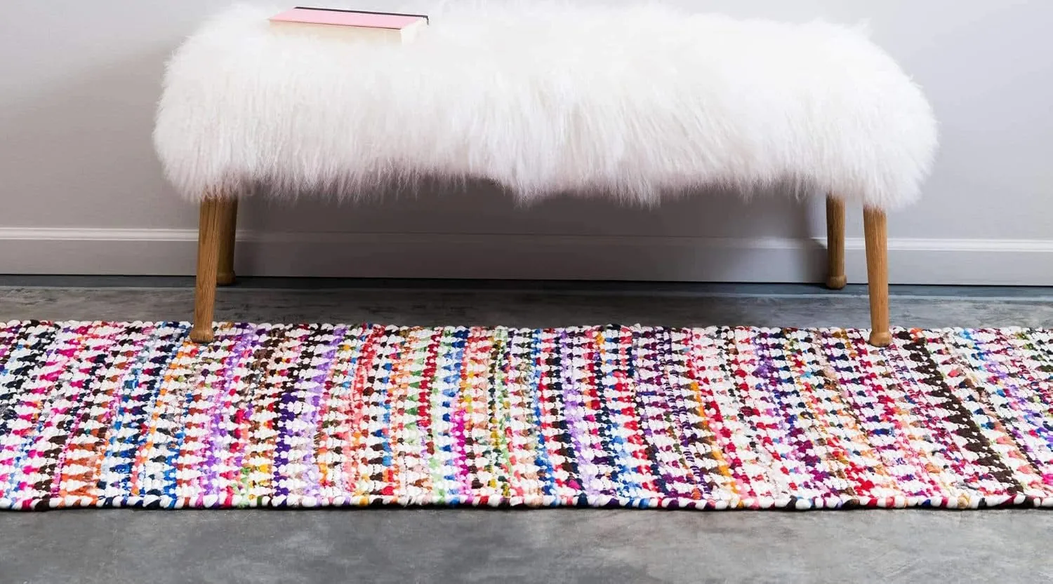 Unique Loom Braided Chindi Collection Casual Modern Multi Runner Rug (2' 6 x 6' 0)