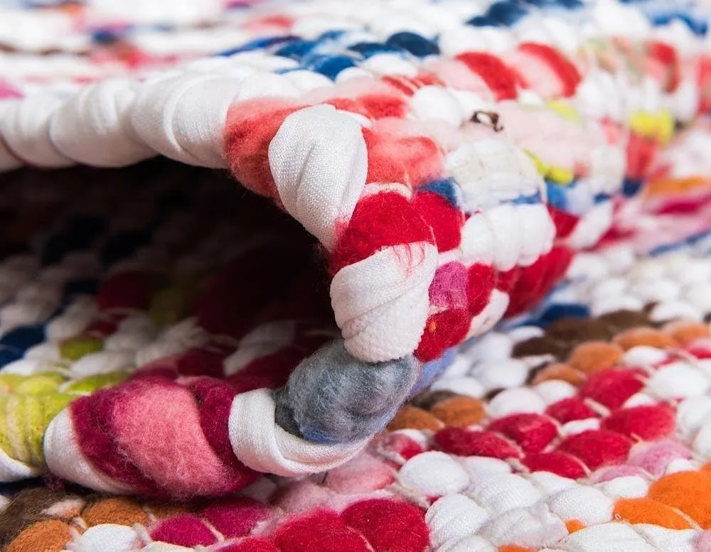 Unique Loom Braided Chindi Collection Casual Modern Multi Runner Rug (2' 6 x 6' 0)
