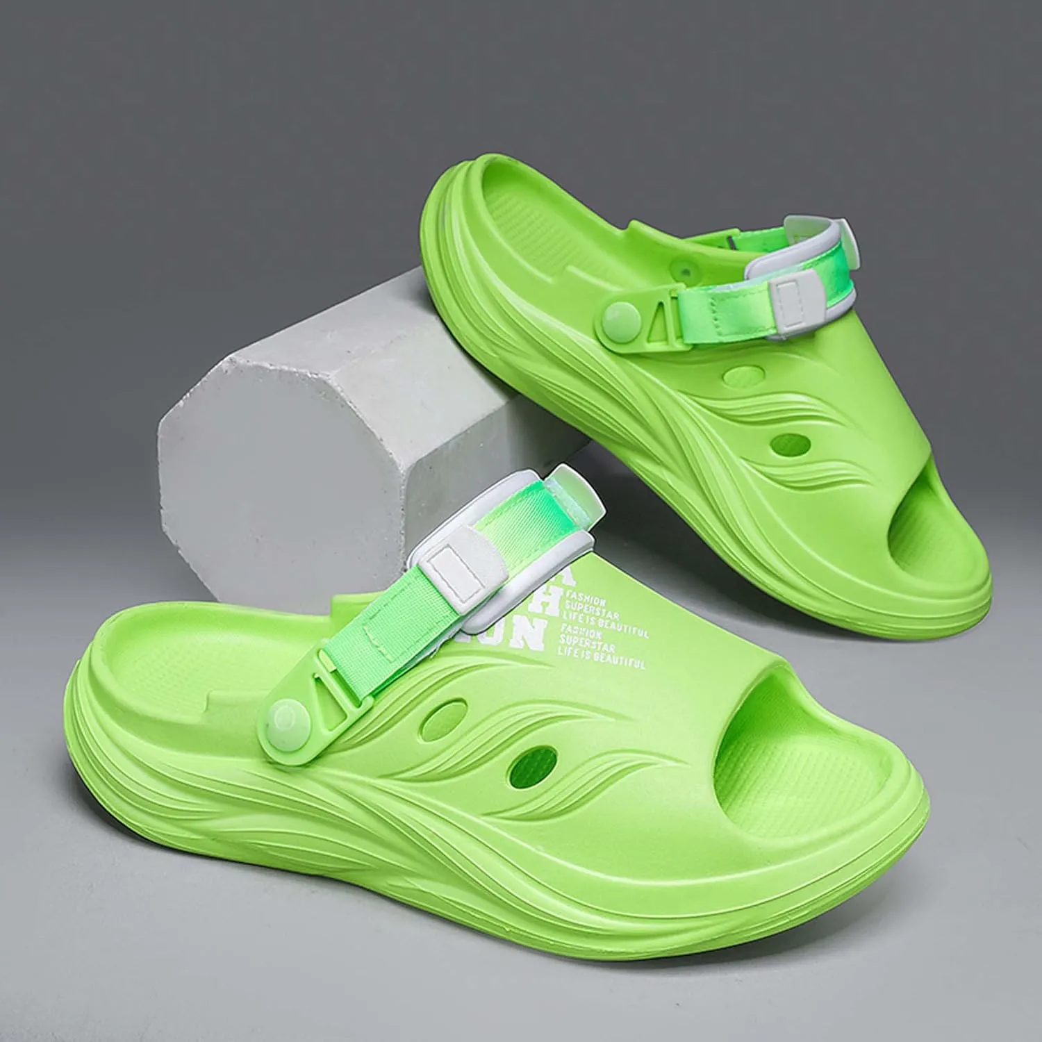 Unisex Slippers with Adjustable Buckle Breathable Hole Design for Summer Casual Sandals
