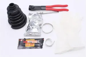 Universal Split CV Joint Boot Kit Universal CV Boot Kit Split Joint Gaiter Stretchable Replacement Compatible for Shafts 19-35MM and CV Joints 56-110MM, Including Fitting Pliers
