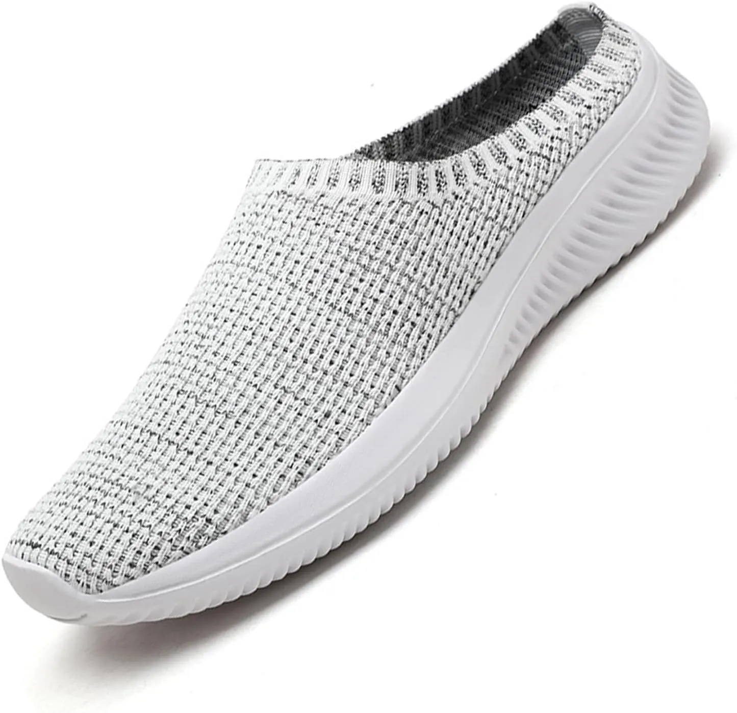 URLECHS Men's Breathable Mesh Backless Walking Shoes Lightweight Comfortable Slip On Knit Mules Casual Home Garden Clog Slippers