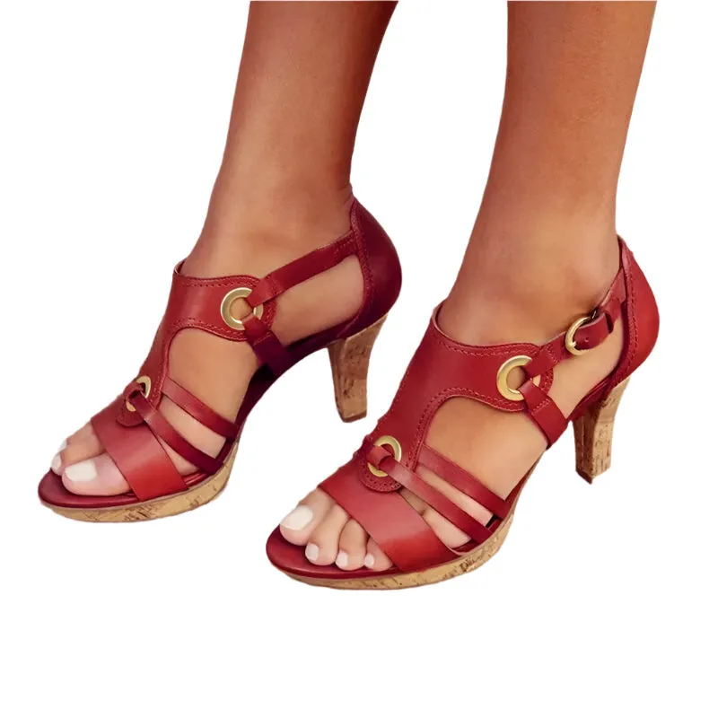 Velinda - Elegant Cork Sandals with Multiple Straps
