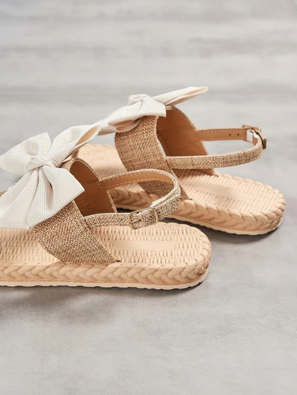 Verdusa Women's Bow Pearl Slingback Flip Flop Summer Thong Flat Sandals