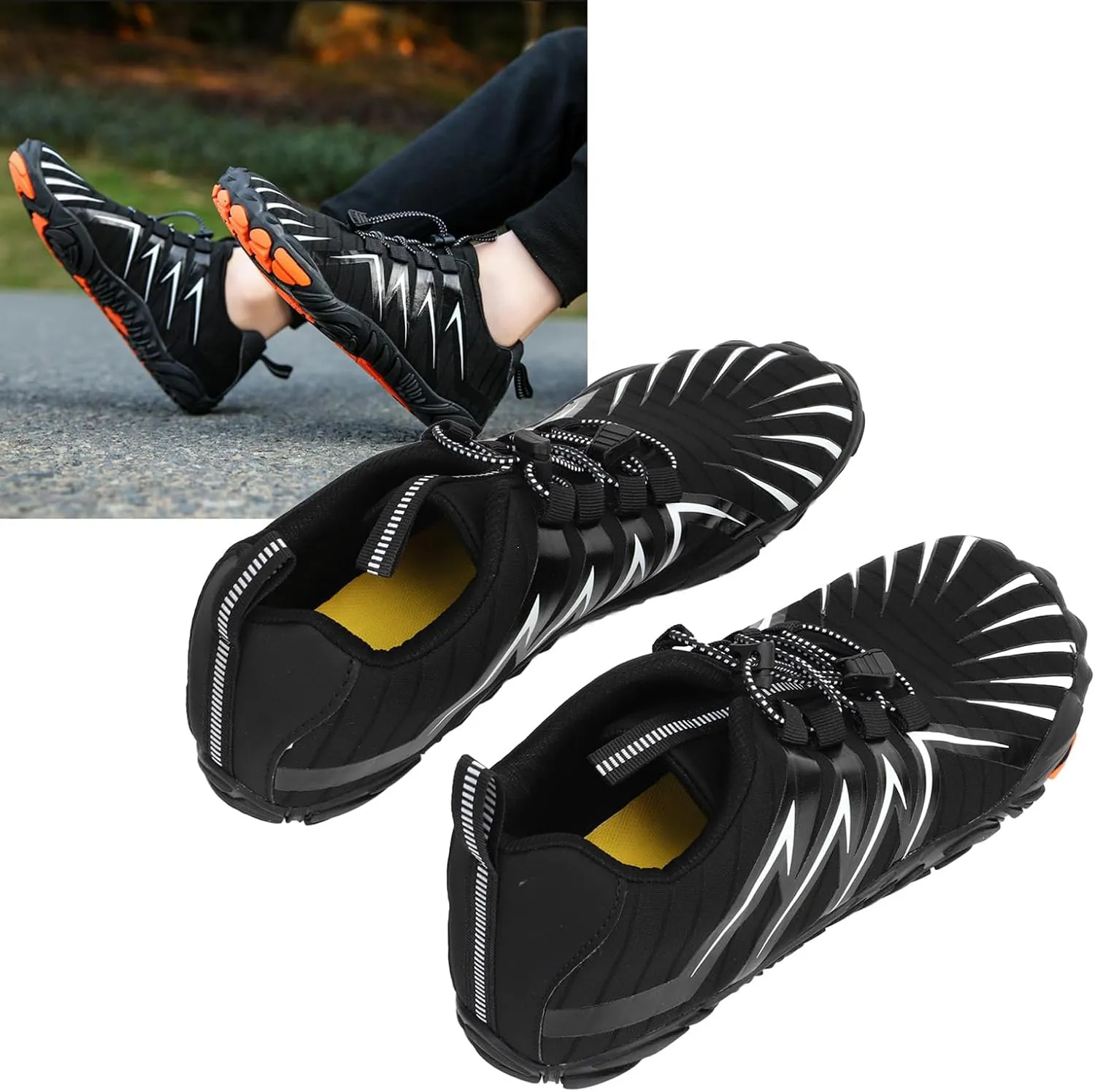 VINGVO Rock Climbing Shoes, Outdoor Hiking Shoes Breathable Removable Insole Black for Outdoor