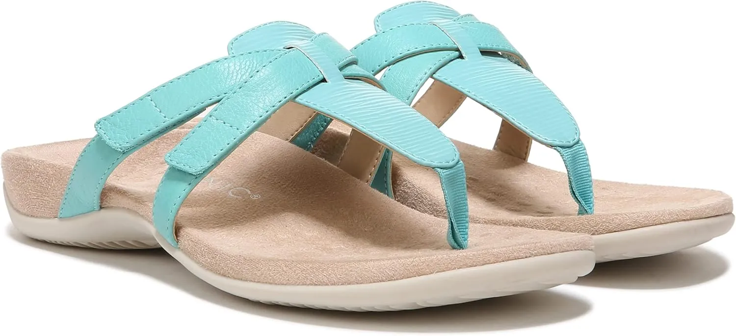 Vionic Women's Rest Karley Vio-Motion Insole Toe-Post Sandal- Supportive Flat Dressy That Includes an Orthotic Insole and Cushioned Outsole for Arch Support, Medium and Wide Fit
