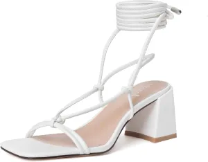 vivianly Women's Lace Up Chunky Heel Sandals Strappy Straps Ankle Wrap Heels