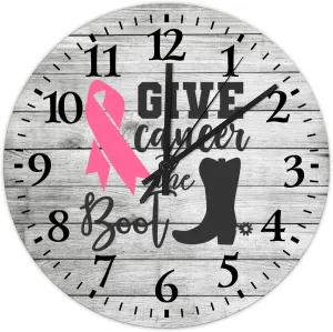 Wall Clock Breast Cancer Give Cancer The Boot Table Clock Battery-Powered with Quartz Movement Arabic Numbers Breast Cancer Awareness Round Clock for Living Room Bedroom Office Kitchen School 15 Inch