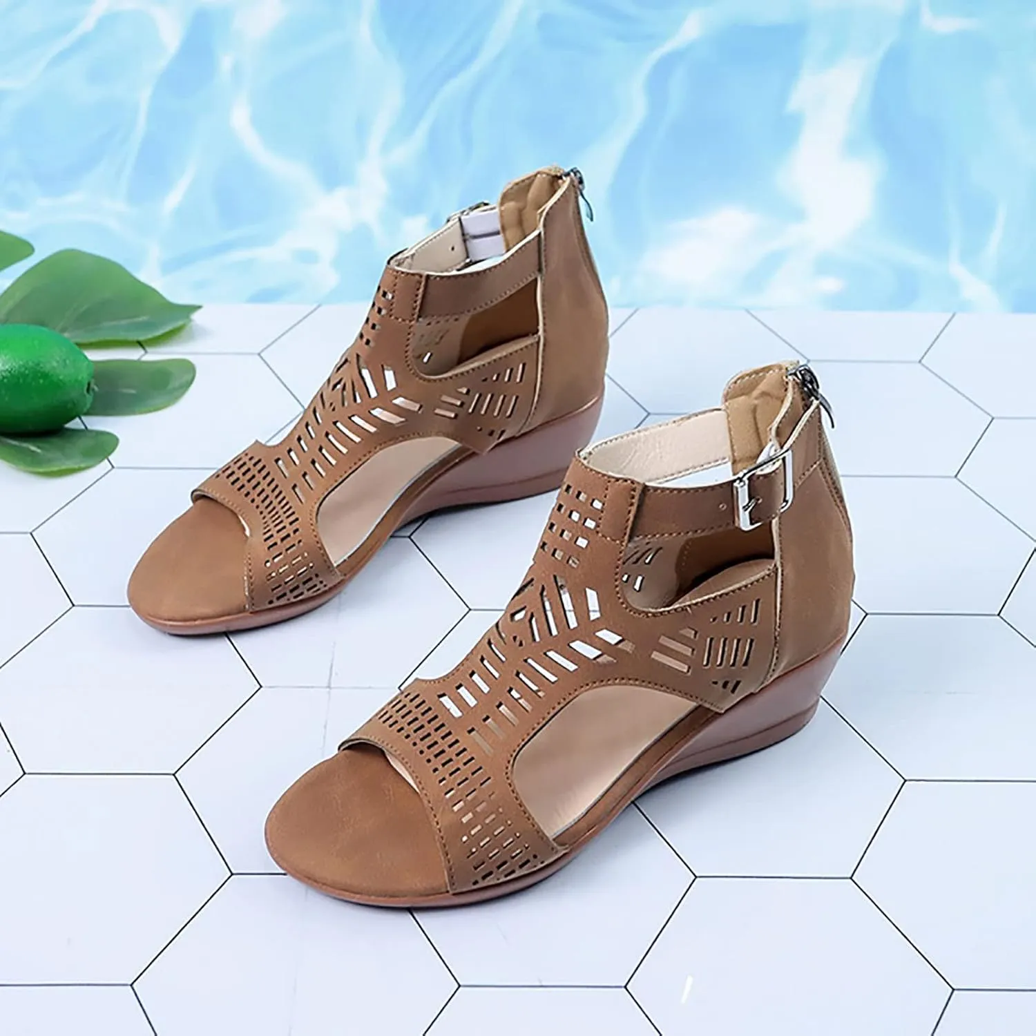 Wedge 2024 Heeled Sandals Cute Wedge Sandals Spring Open Toe Trendy Casual Comfort Summer Cover Heel Dressy Cutout