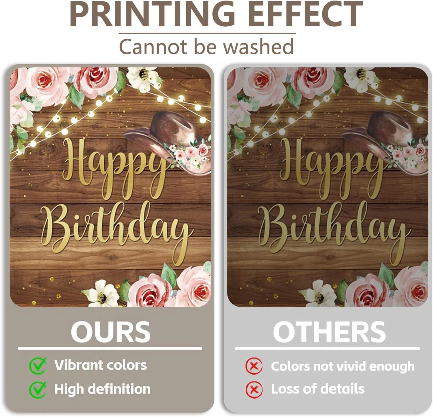Western Cowgirl Birthday Backdrop Rustic Country Wooden Pink Flower Boot Rodeo Birthday Photography Background for Girls Women Birthday Party Decorations Banner Photo Photobooth Props 5x3ft