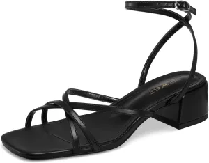 wetkiss 2 Inch Low Heels Chunky Strappy Heels Women Woven Low Summer Sandals Square Toe Black Woven Nude