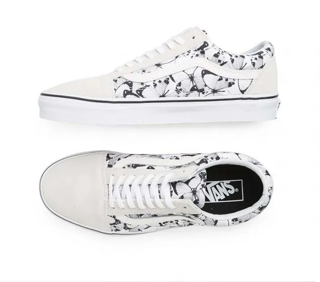 WHITE (BUTTERFLY) TRUE Ready-made BLACK SKOOL VANS | OLD | Discounted