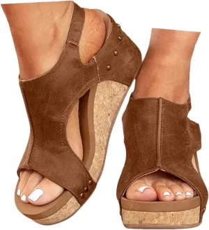 Wide Width Platform Wedge Sandals For Women Summer Dressy, Women's Open Toe Buckle Ankle Strap Summer Platform Wedge Sandals, Ladies Comfortable Low Heel Sandal Wedding Party Dress Shoe
