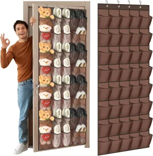 Windyun 40 Large over the Door Hanging Shoe Organizer Brown Mesh Pockets Shoe Rack for Closet Behind Door Hanger Storage Holder Nonslip for Cruise Essentials, Dorm Room Storage, Utility Room