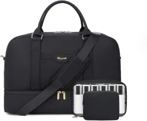 Wogarl Weekender Bag for Women Men Large Overnight Bag Travel Duffel Bag with Shoe Compartment Toiletry Satchel Bag Carry On Bag Fit 21" Laptop