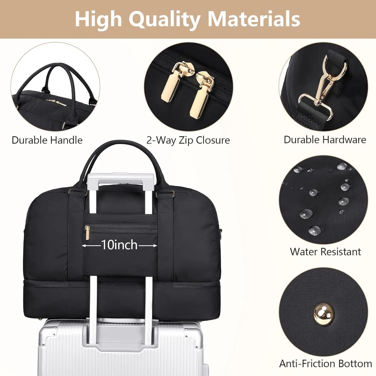 Wogarl Weekender Bag for Women Men Large Overnight Bag Travel Duffel Bag with Shoe Compartment Toiletry Satchel Bag Carry On Bag Fit 21" Laptop