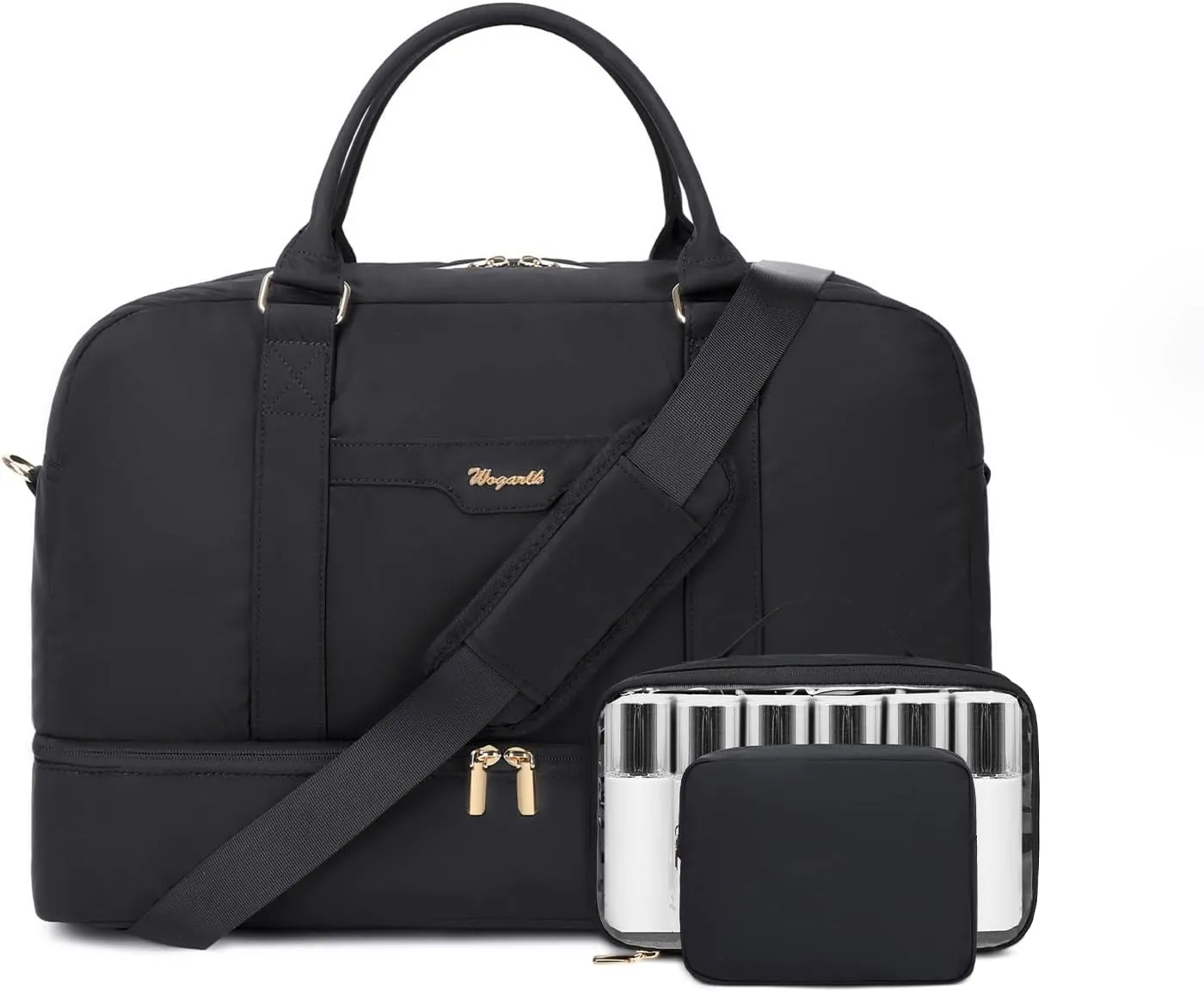 Wogarl Weekender Bag for Women Men Large Overnight Bag Travel Duffel Bag with Shoe Compartment Toiletry Satchel Bag Carry On Bag Fit 21" Laptop