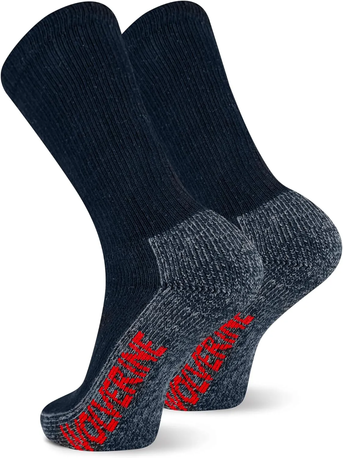Wolverine Men's Steel Toe Cotton Work Boot Crew Socks with Durable Cushioning (2 Pairs)