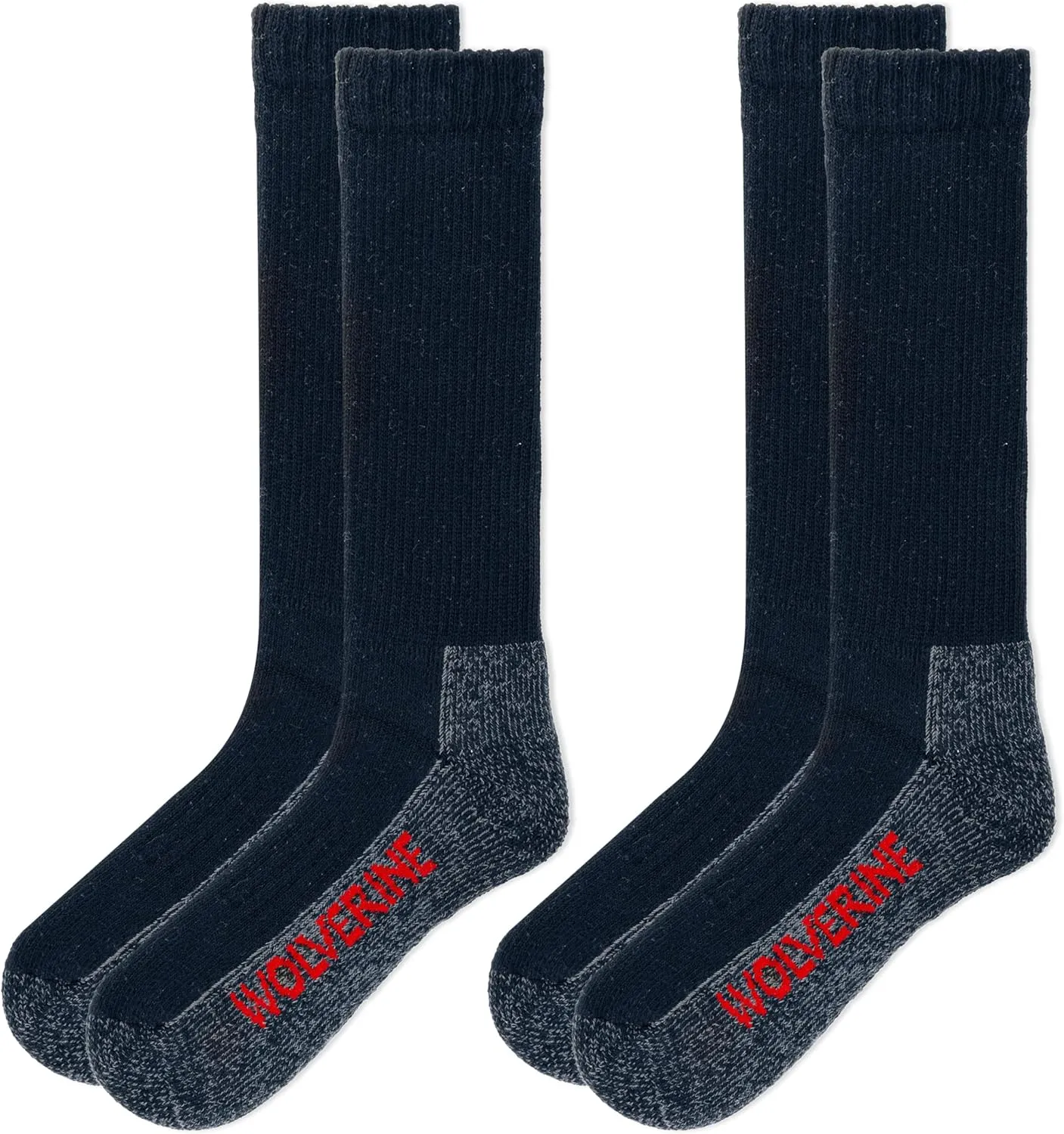 Wolverine Men's Steel Toe Cotton Work Boot Crew Socks with Durable Cushioning (2 Pairs)