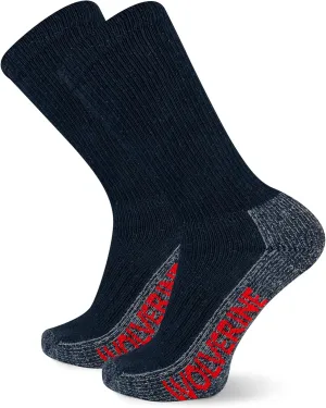 Wolverine Men's Steel Toe Cotton Work Boot Crew Socks with Durable Cushioning (2 Pairs)