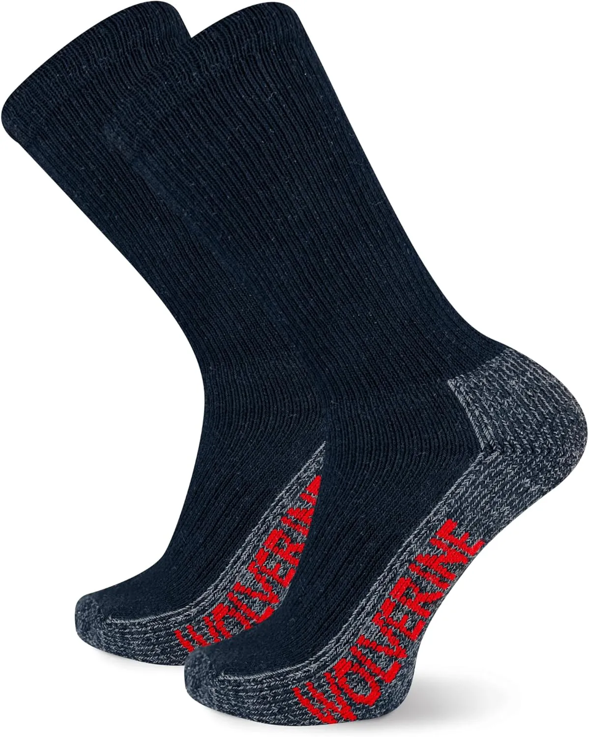 Wolverine Men's Steel Toe Cotton Work Boot Crew Socks with Durable Cushioning (2 Pairs)