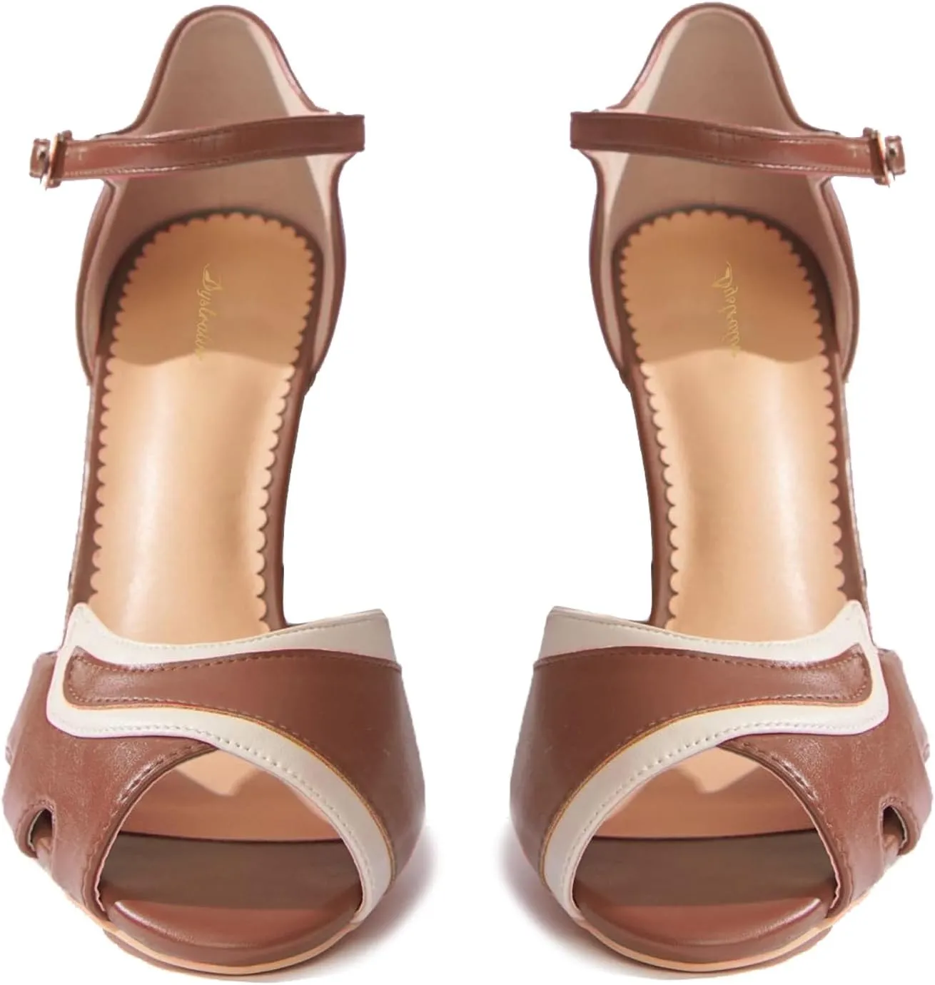 Women Ankle Strap Kitten Heel Sandals Round Open Toe Sandal Pumps Two Tone 3 inch Sandal Kitten Heels Buckle Strap Dress Sandals Shoes Peep Toe Matte Vintage Cute Size 4-11 M US