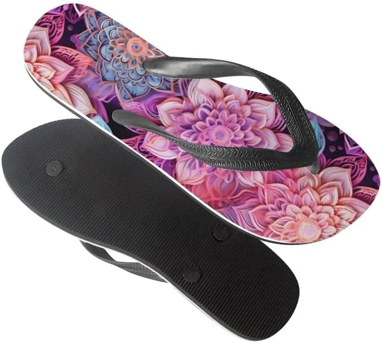Women Camouflage Flip Flop Sandal, Sunflower Tulip Summer Lightweight Slippers Print Hawaii Holiday Thong Sandals
