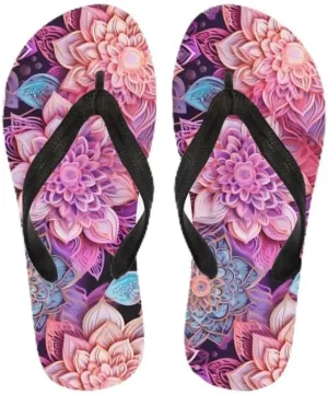 Women Camouflage Flip Flop Sandal, Sunflower Tulip Summer Lightweight Slippers Print Hawaii Holiday Thong Sandals