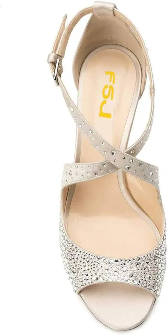 Women Chic Gold Metal Chain Block High Heels Pumps Cross Strap Closed Open Toe Shoes Size 4-15 US