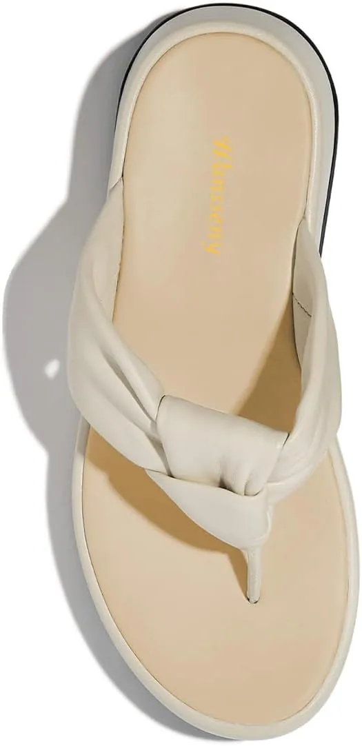 Women Classic Twist Knot Platform Flip Flops Slip on Soft Insole Lightweight Thong Sandals Comfort Summer Beach Casual Slippers Size 4-16 US