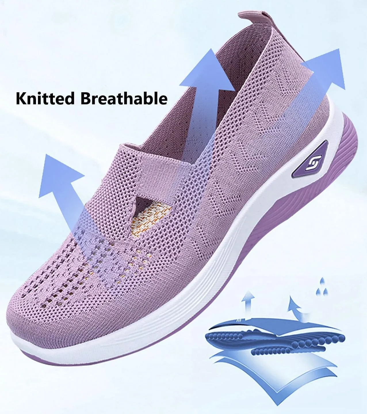 Women Footwear Orthopedic Sneakers Woven Breathable Running Shoes Arch Support Walking Shoes Soft Sole Shoes Cloud Slide Orthopedic