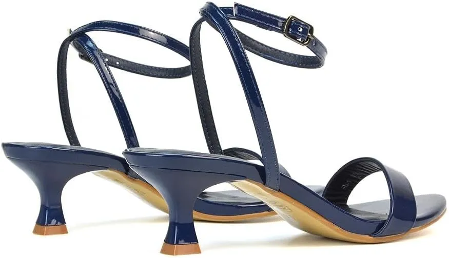 Women Kitten Low Heel Strappy Sandal Ladies Ankle Strap Two Part Heeled Shoes Size 5-10