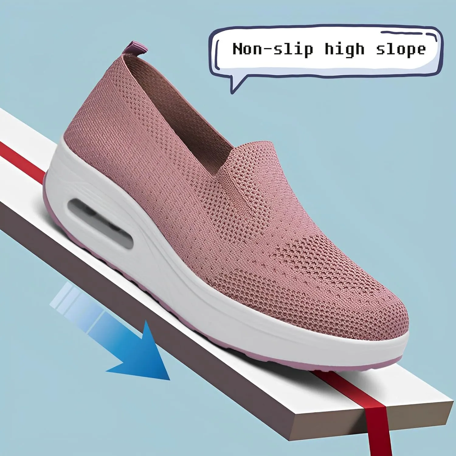 Women Orthopedic Sneakers Mesh Platform Wedge Sneakers Slip On Breathable Lightweight Fashion Sneakers Loafers Walking Shoes