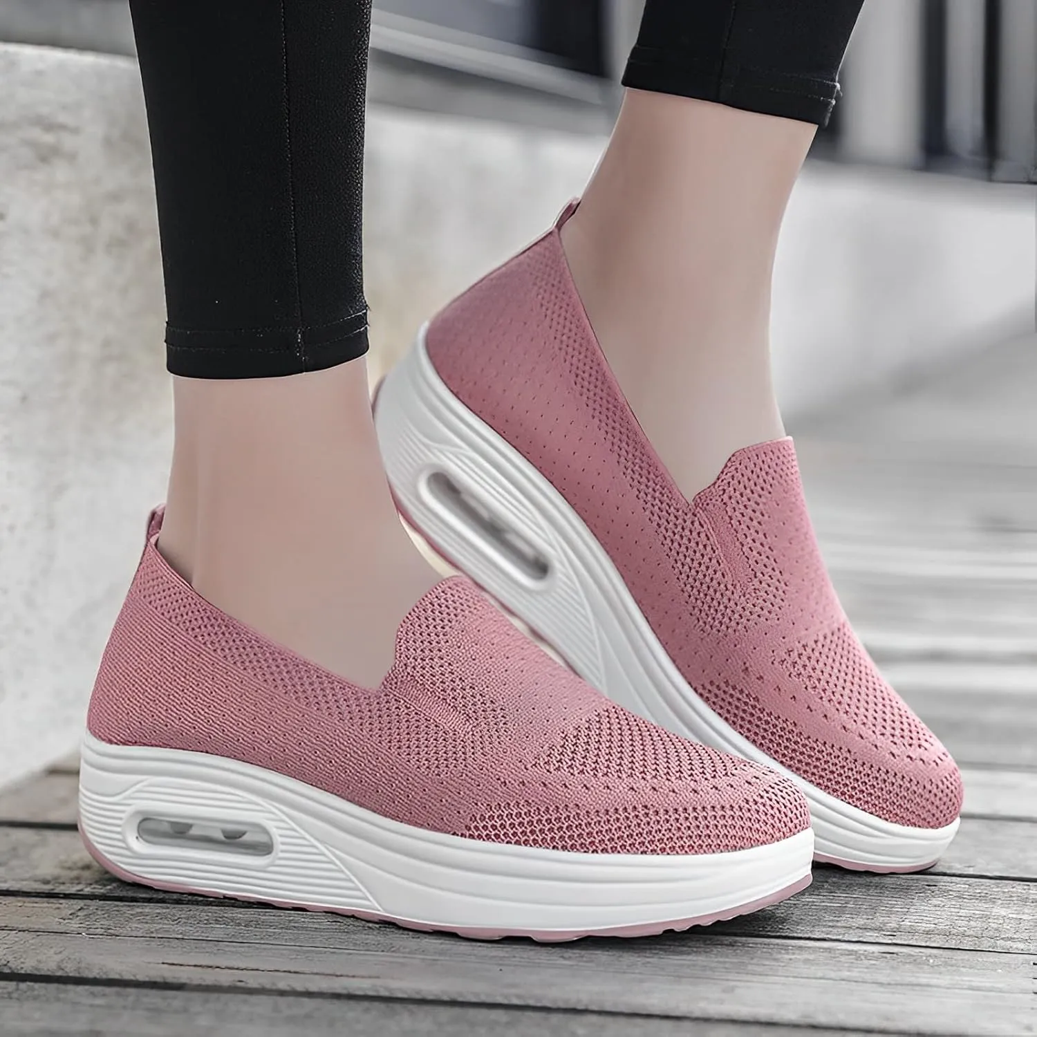 Women Orthopedic Sneakers Mesh Platform Wedge Sneakers Slip On Breathable Lightweight Fashion Sneakers Loafers Walking Shoes