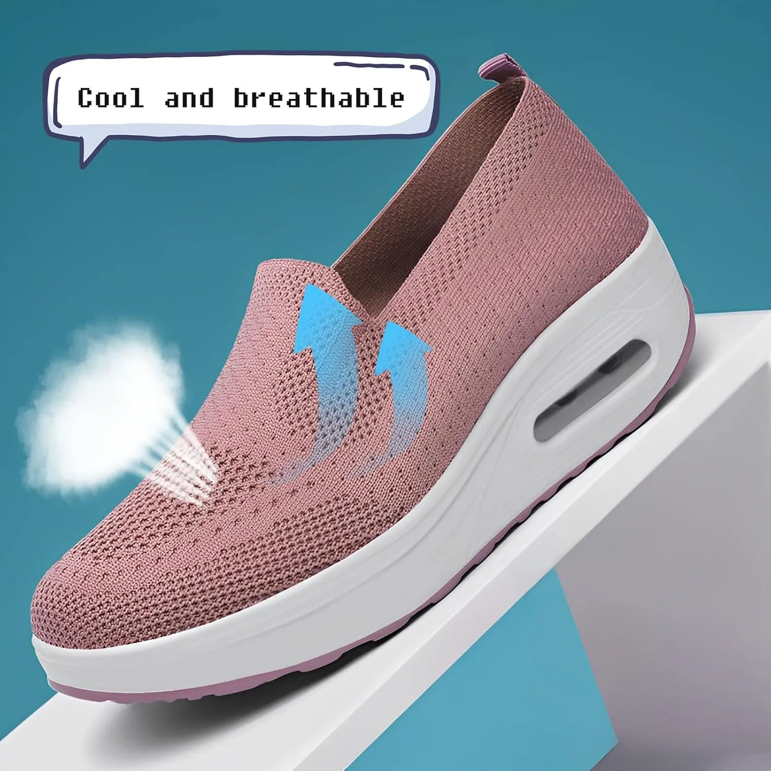 Women Orthopedic Sneakers Mesh Platform Wedge Sneakers Slip On Breathable Lightweight Fashion Sneakers Loafers Walking Shoes