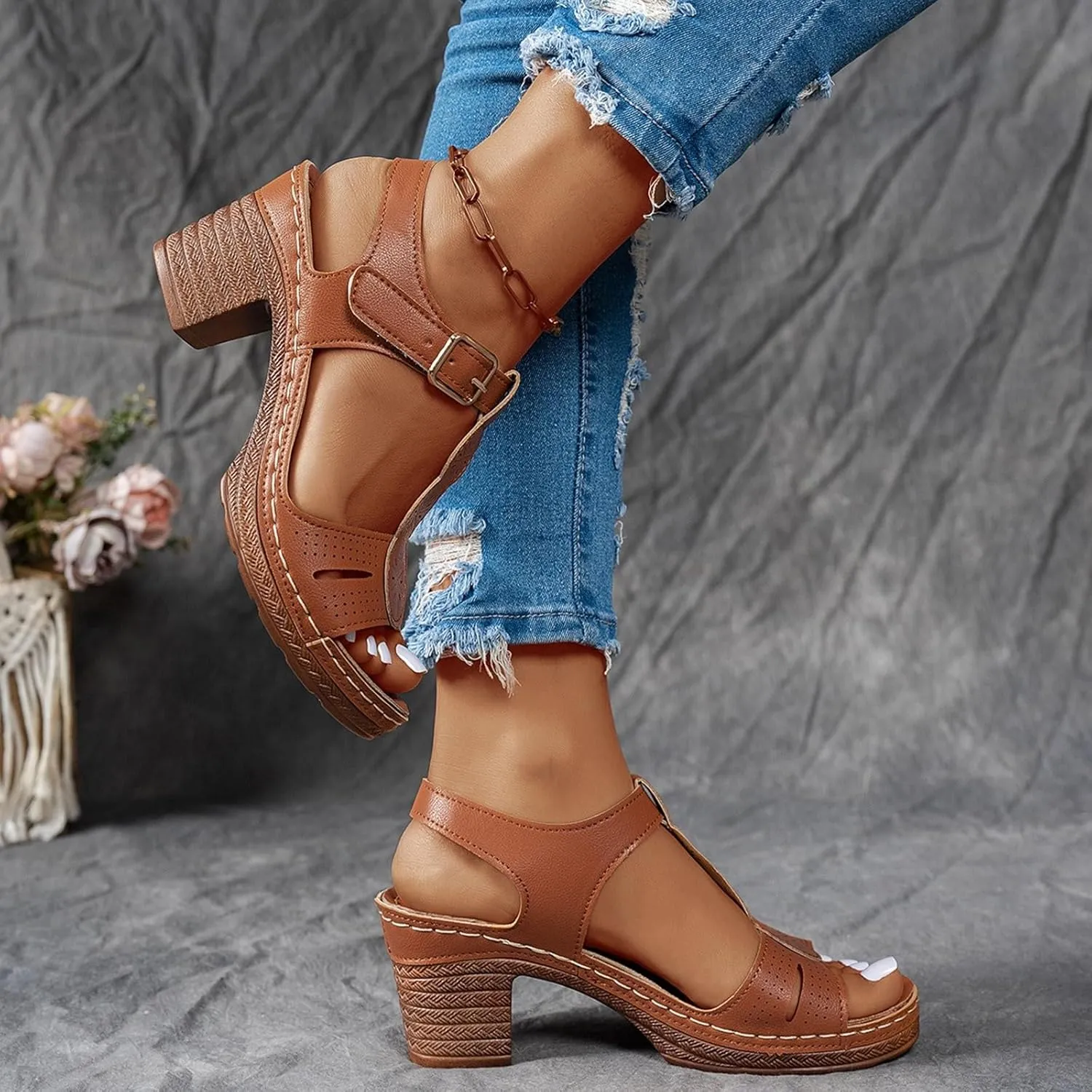 Women Sandals Wedge Shoes with Arch Support Comfortable Orthopedic Sandal Dressy Summer Womens Flip Flops Fashion Walking Wedges with Adjustable