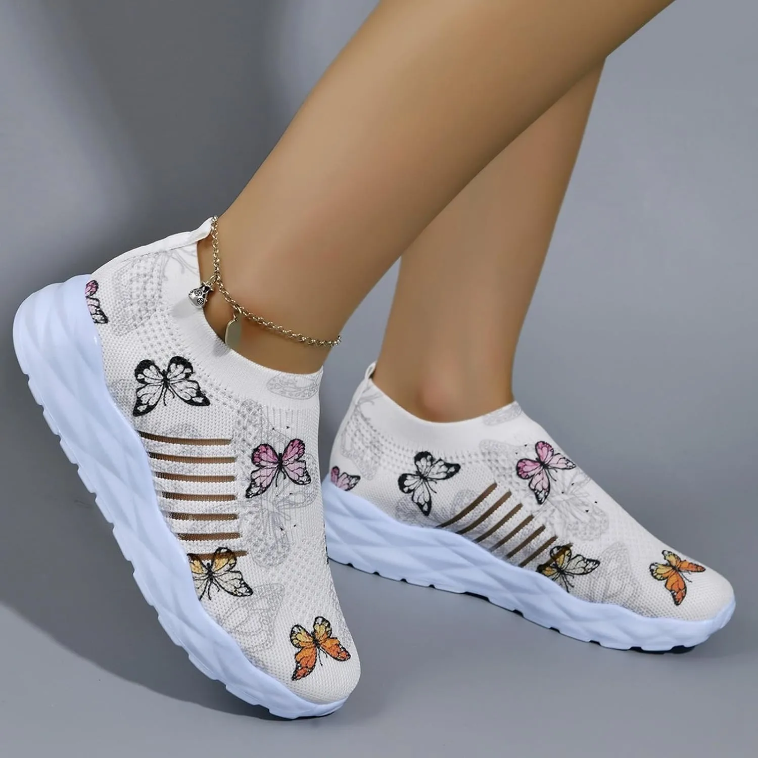 Women Shoes Soft Sole Casual Shoes Fashionable Flat Bottom Non Positioning Floral Casual Flat Sneaker Boots for Women Mesh