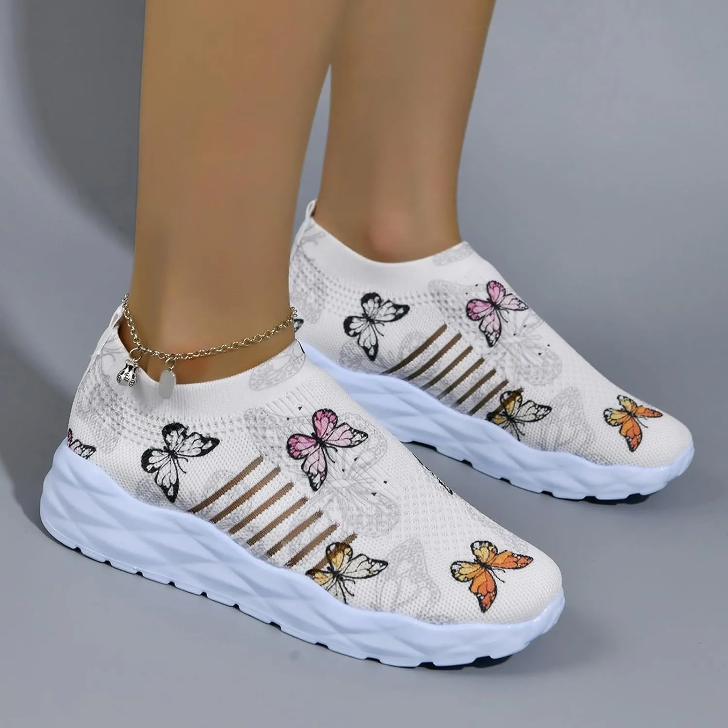 Women Shoes Soft Sole Casual Shoes Fashionable Flat Bottom Non Positioning Floral Casual Flat Sneaker Boots for Women Mesh