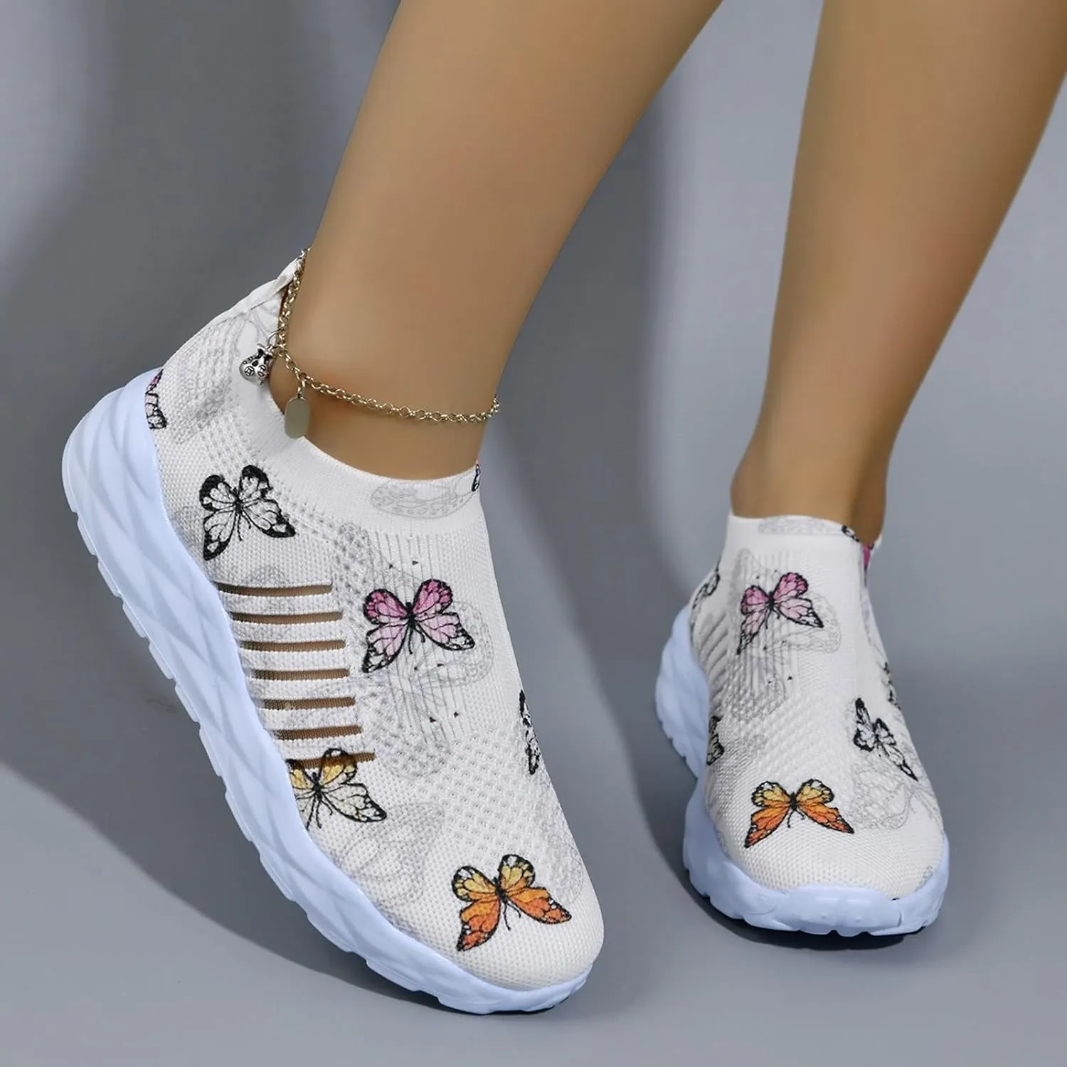 Women Shoes Soft Sole Casual Shoes Fashionable Flat Bottom Non Positioning Floral Casual Flat Sneaker Boots for Women Mesh