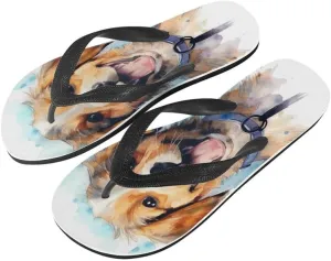 Women Sunset Flip Flop Sandal Graffiti Butterfly Classic Thongs Sandals for Beach Comfortable Flip Flops Sandals
