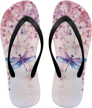 Women's Butterfly Dragonfly Flip Flop Thong Sandal Yoga Mat Comfortable Beach Pool Walking Slippers