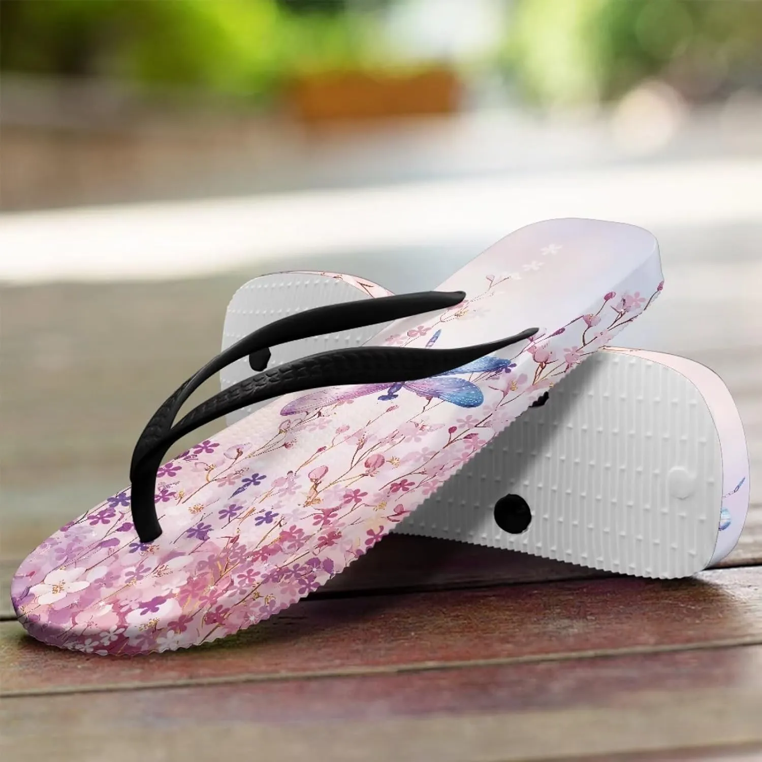 Women's Butterfly Dragonfly Flip Flop Thong Sandal Yoga Mat Comfortable Beach Pool Walking Slippers