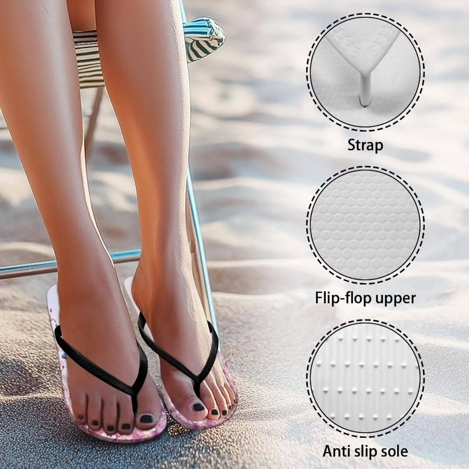 Women's Butterfly Dragonfly Flip Flop Thong Sandal Yoga Mat Comfortable Beach Pool Walking Slippers