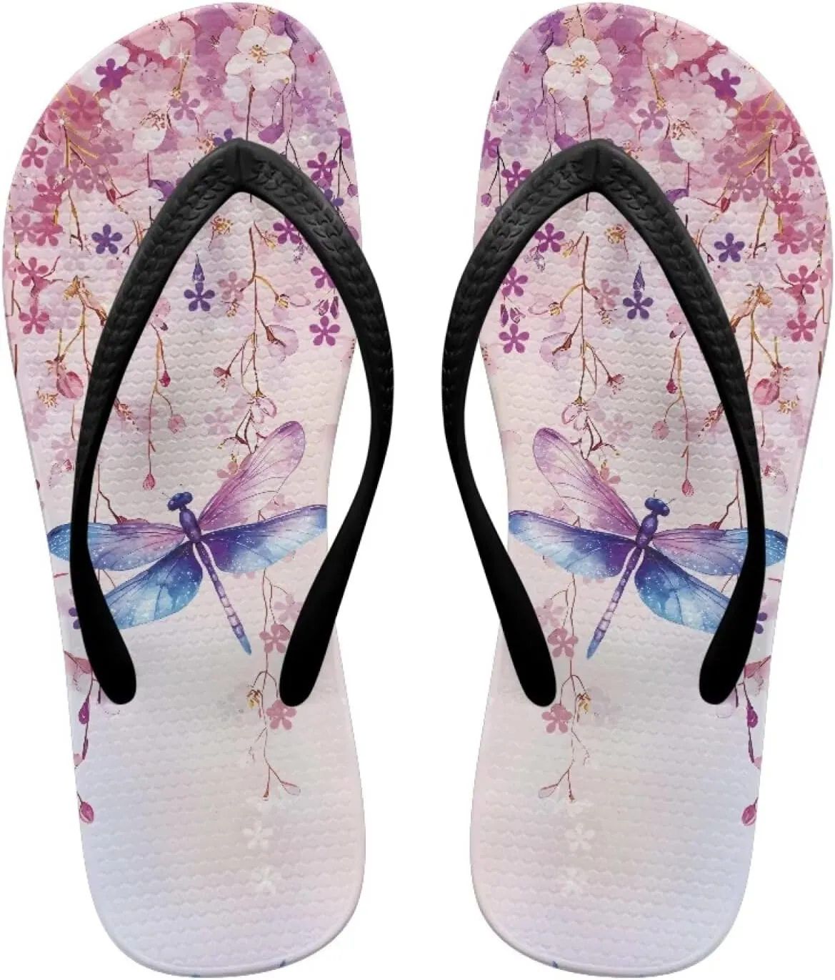 Women's Butterfly Dragonfly Flip Flop Thong Sandal Yoga Mat Comfortable Beach Pool Walking Slippers